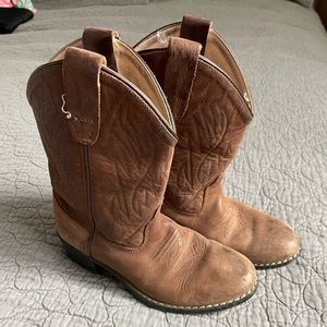 Old West Boys Leather Cowboy Boots Toddler Size 11